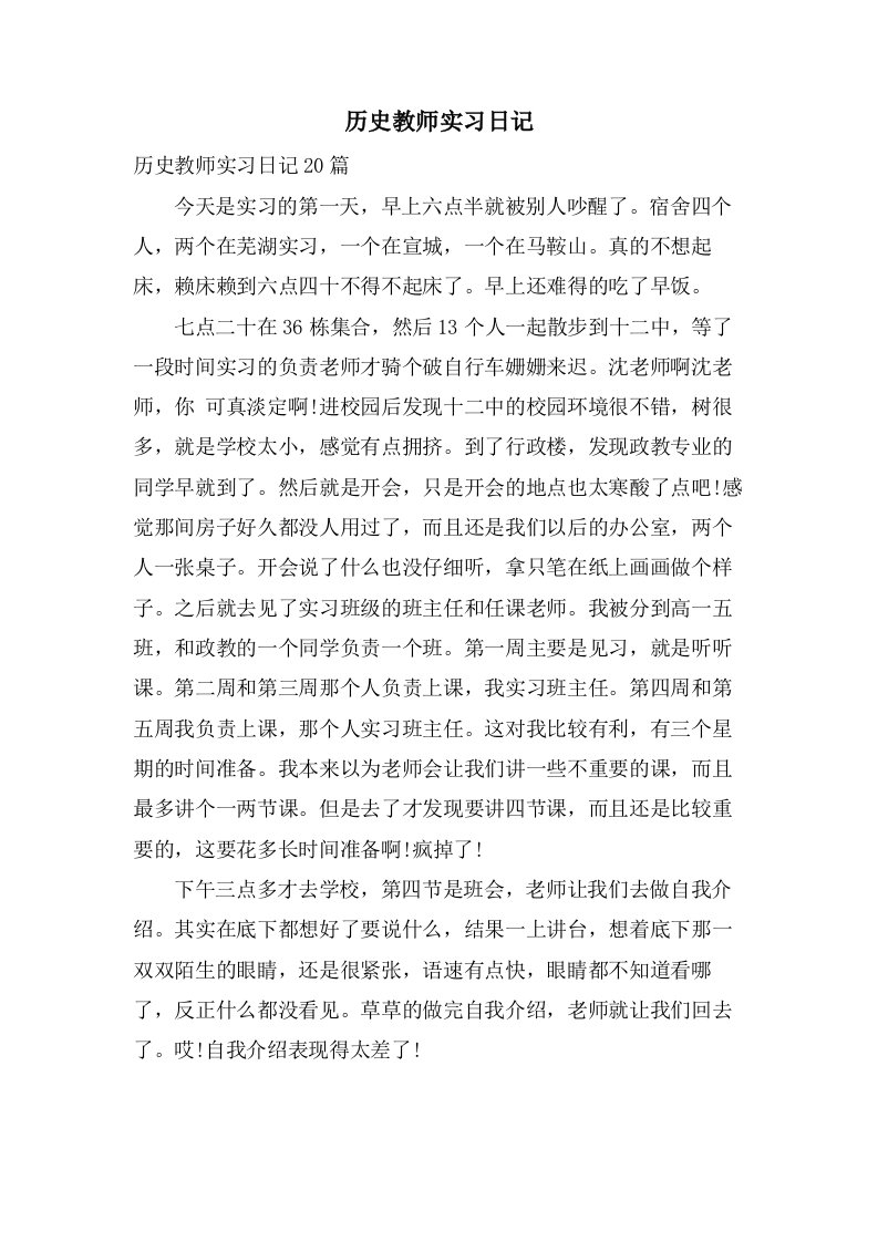 历史教师实习日记