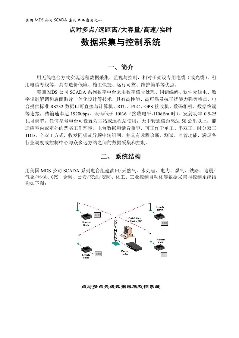 精选美国MDS公司SCADA系列产品应用之一