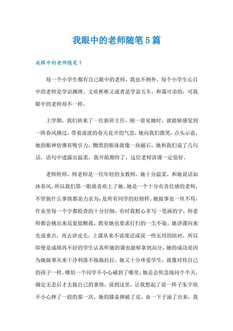 我眼中的老师随笔5篇