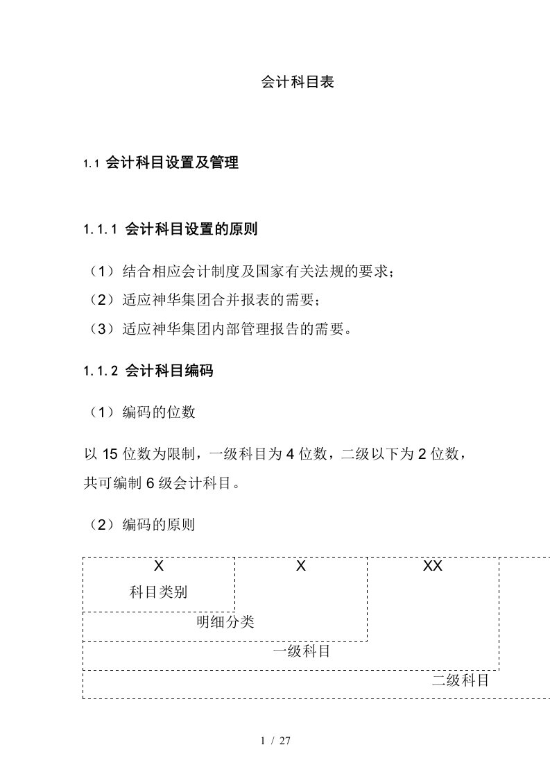 会计科目设置及管理