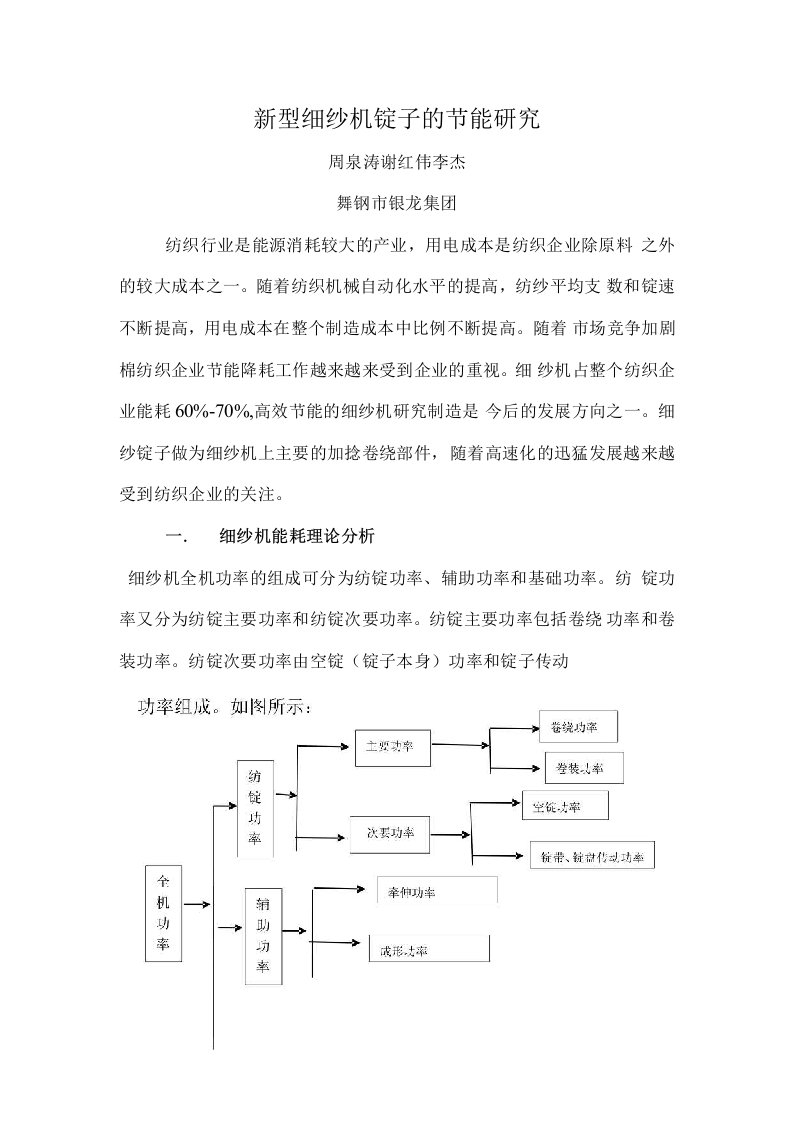 细纱机锭子的节能研究