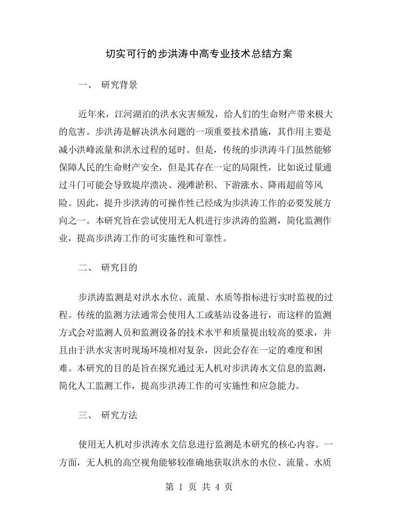 切实可行的步洪涛中高专业技术总结方案