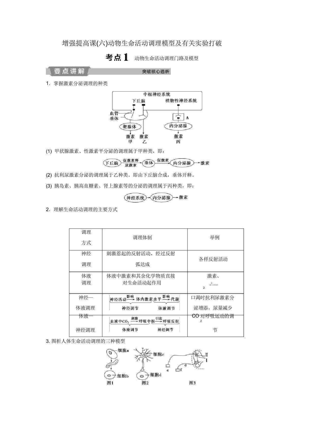 2020届高考生物一轮复习第八单元生命活动调节加强提升课(六)动物生命活动调节模型相关实验突破学案