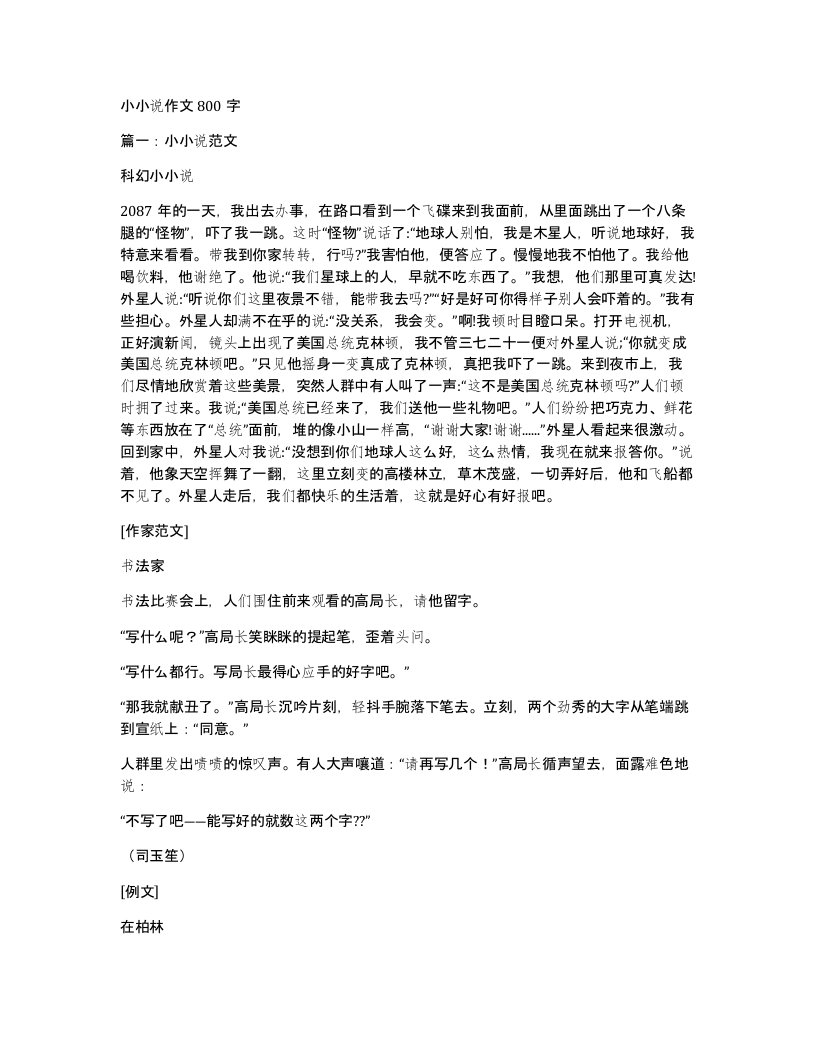 小小说作文800字