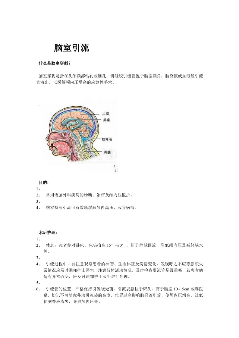 脑室引流的健康宣教