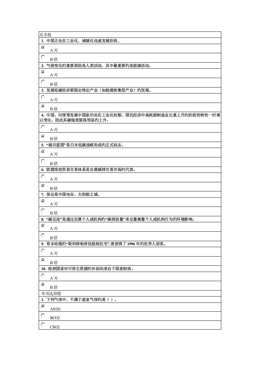 2023年继续教育网上考试低碳经济与低碳城市建设答案