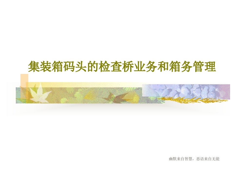 集装箱码头的检查桥业务和箱务管理PPT61页