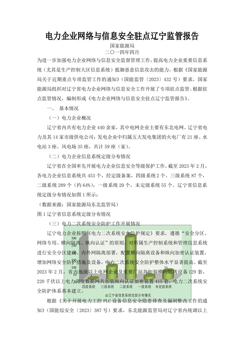 国家能源局电力企业网络与信息安全驻点辽宁监管报告