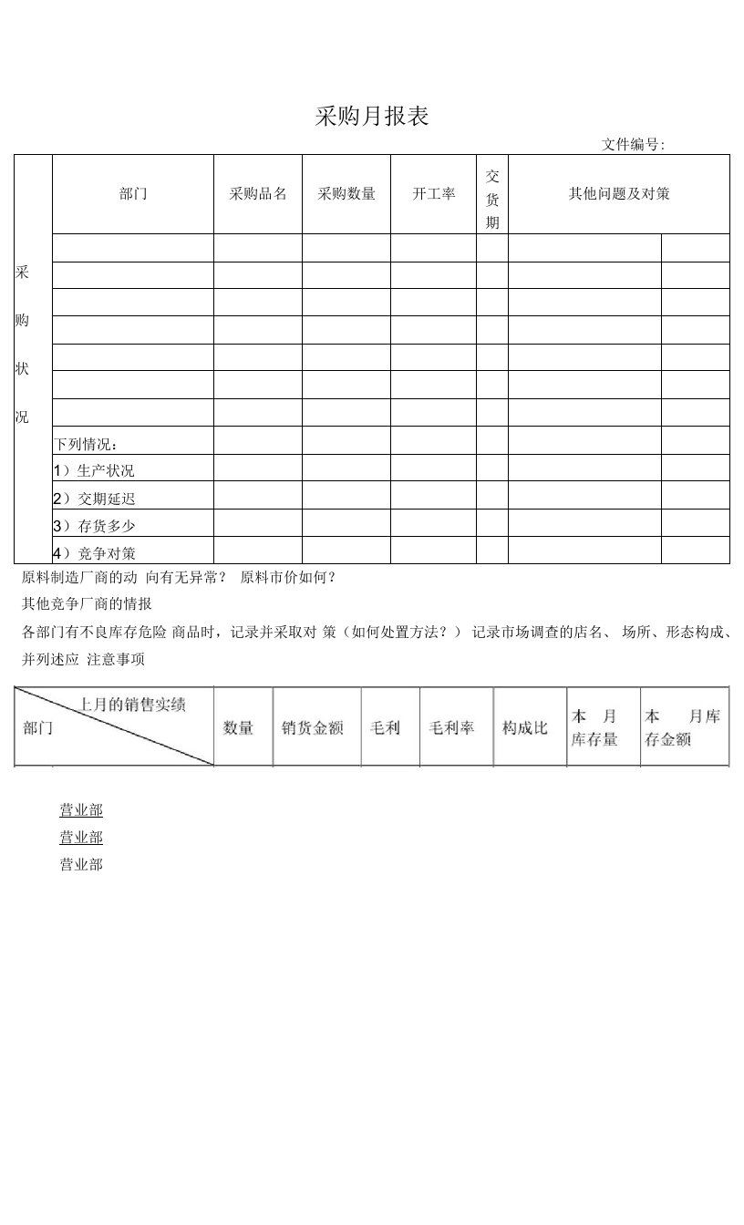 采购月报表