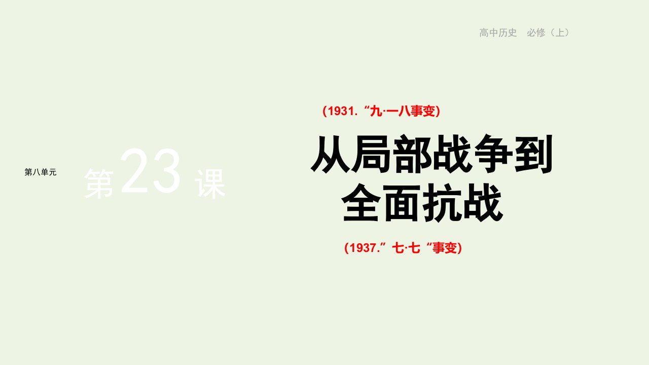 2022版新教材高中历史第八单元中华民族的抗日战争和人们解放战争第23课从局部战争到全面抗战课件部编版中外历史纲要上