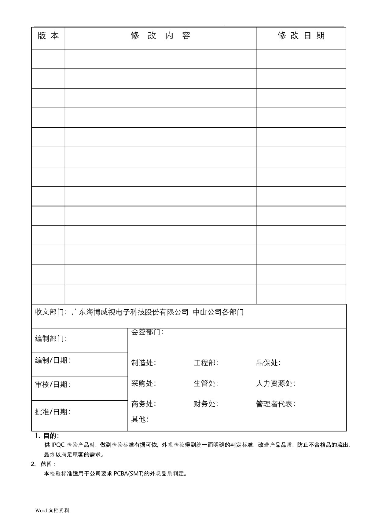 PCBA(SMT)外观检验判定标准