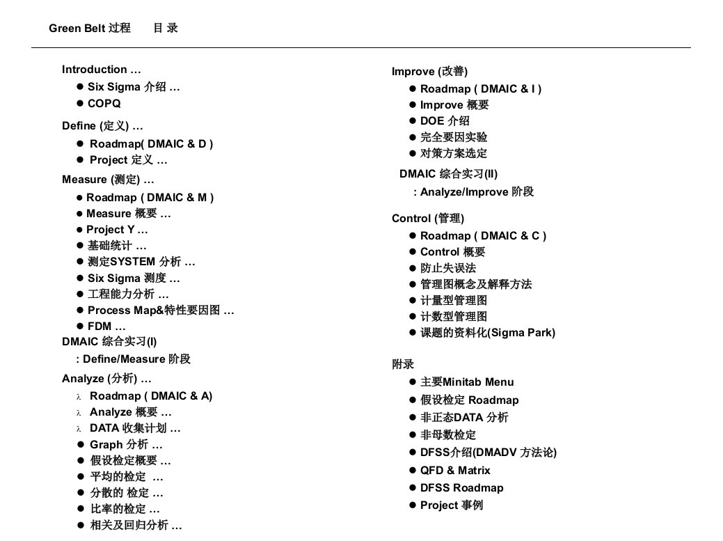 六西格玛绿带培训教材