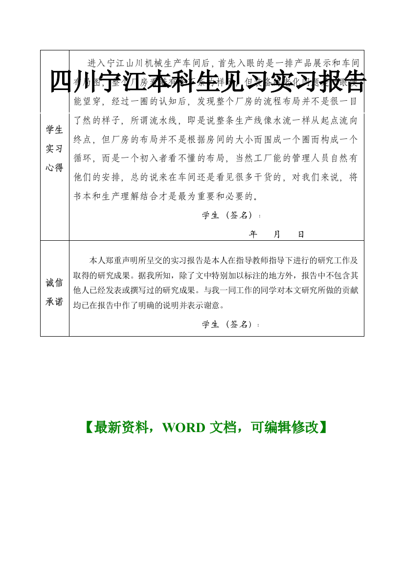 四川宁江本科上见习实习报告