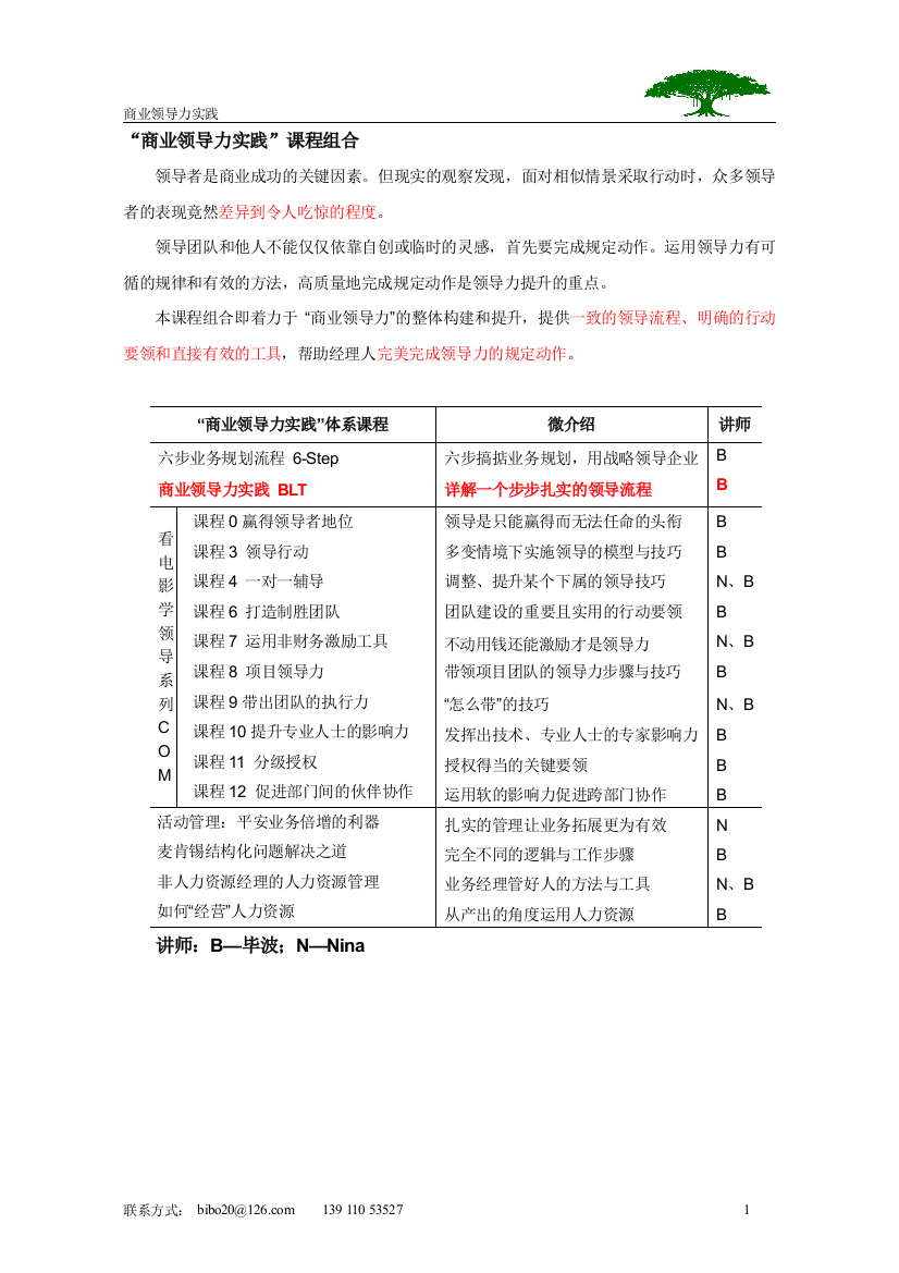 毕波课程《商业领导力实践