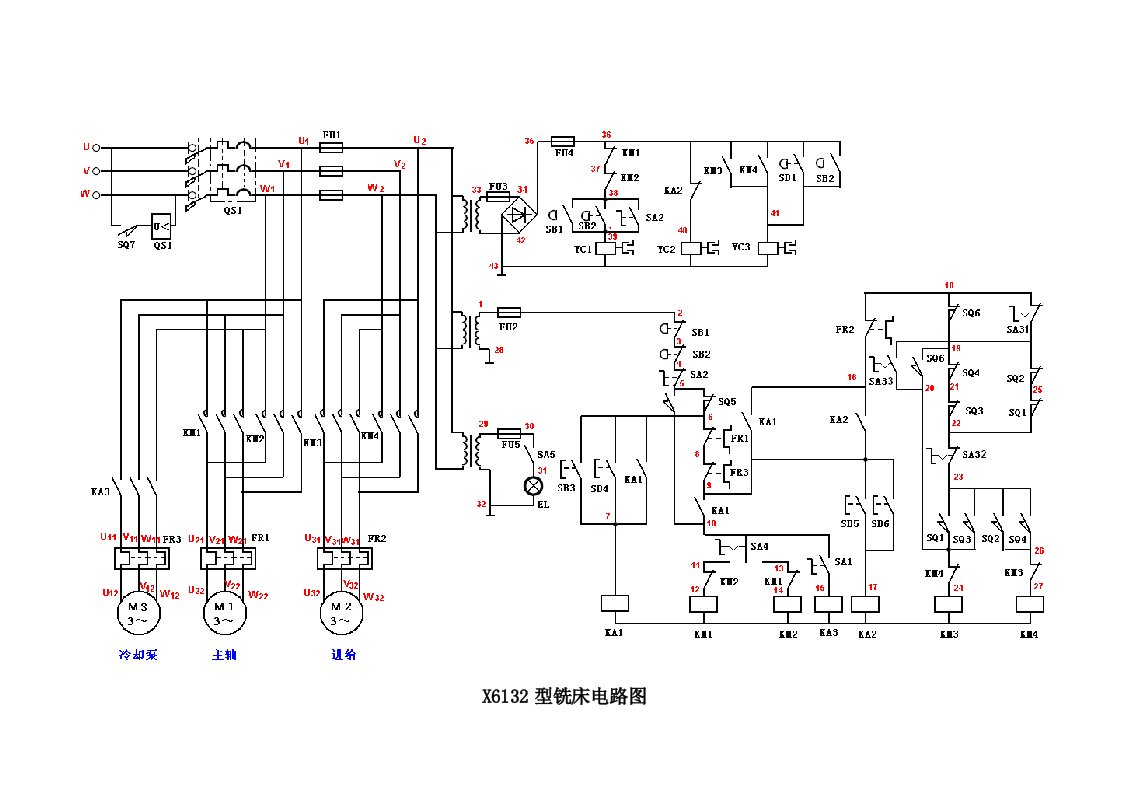 X6132铣床电路图