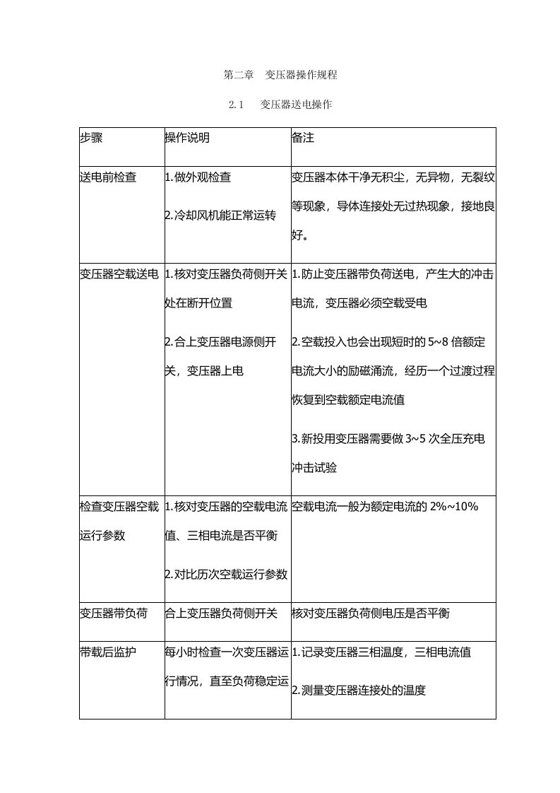 变压器停、送电操作流程