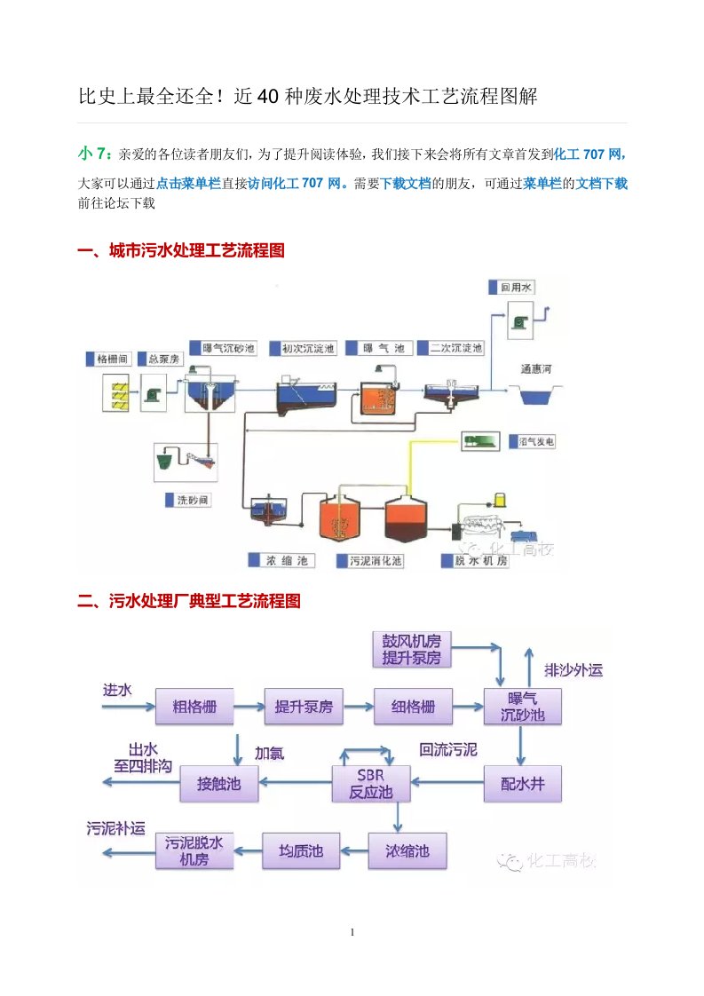 四十种污水处理工艺流程图