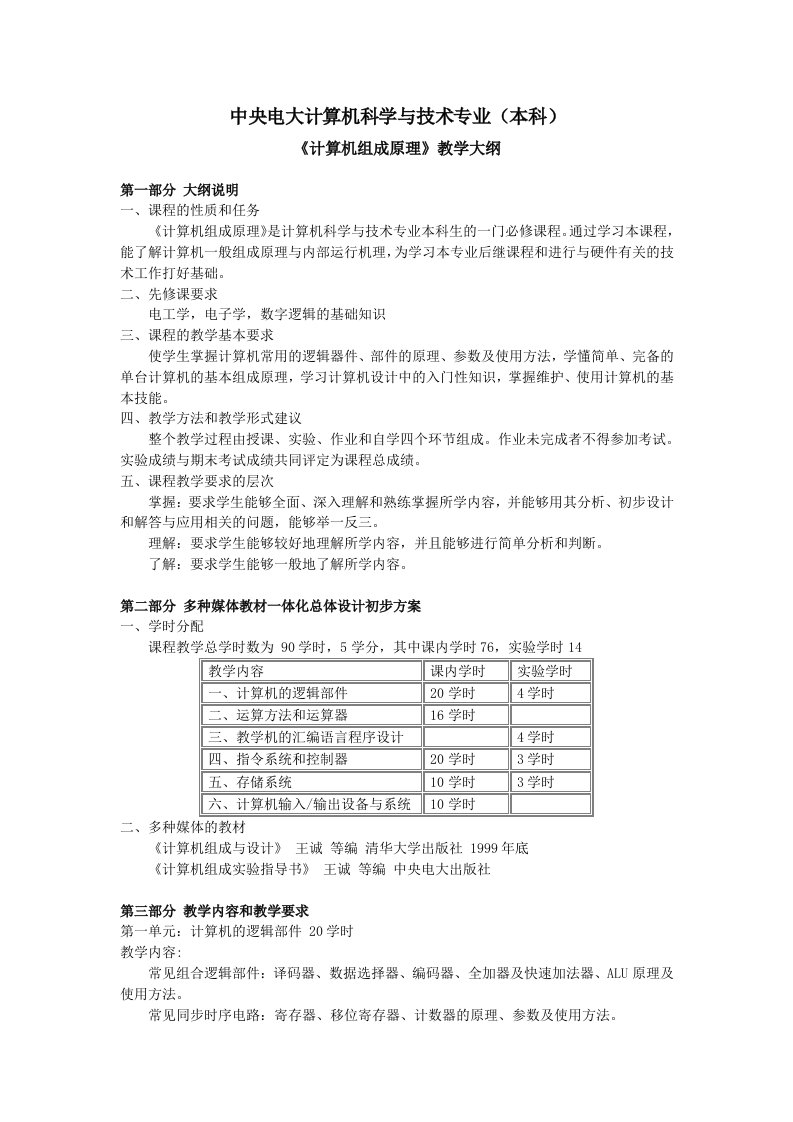 电大计算机科学与技术专业(本科)