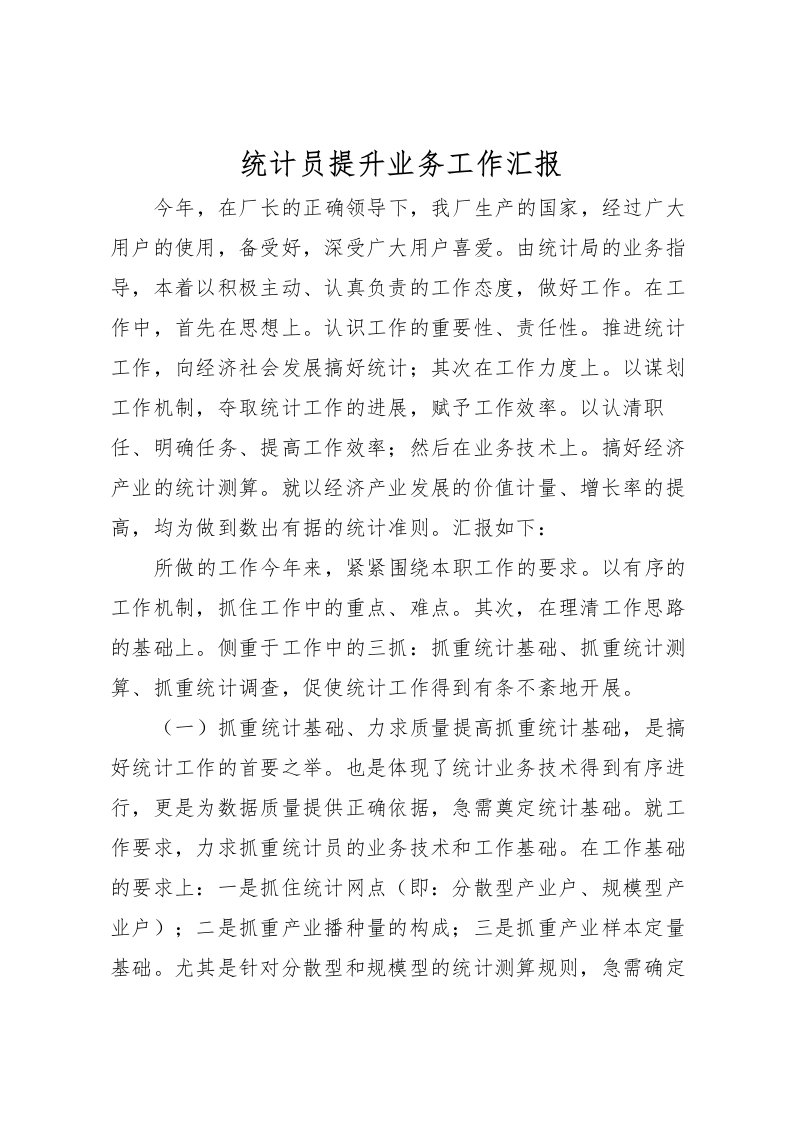 2022统计员提升业务工作汇报