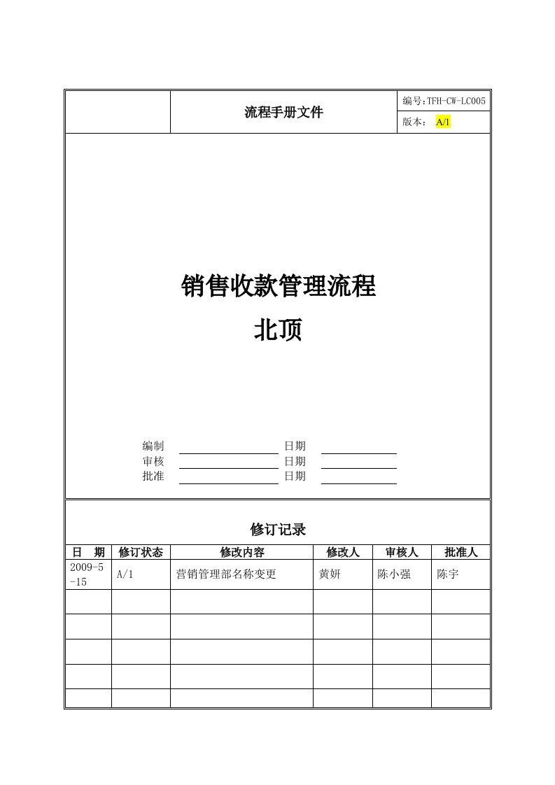 销售收款管理流程北顶