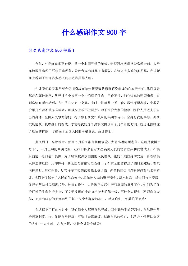 什么感谢作文800字