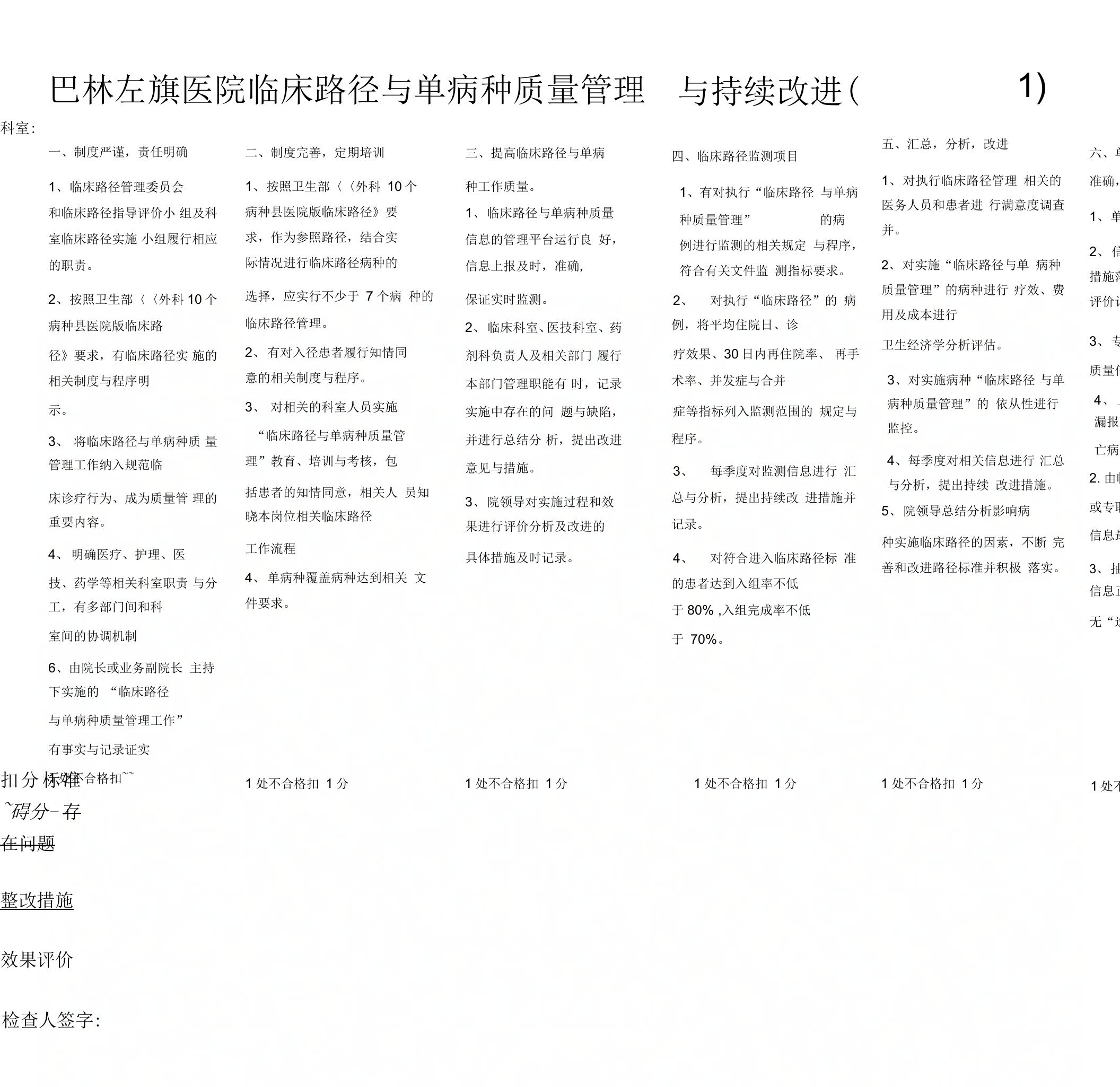 临床路径与单病种质量管理与持续改进