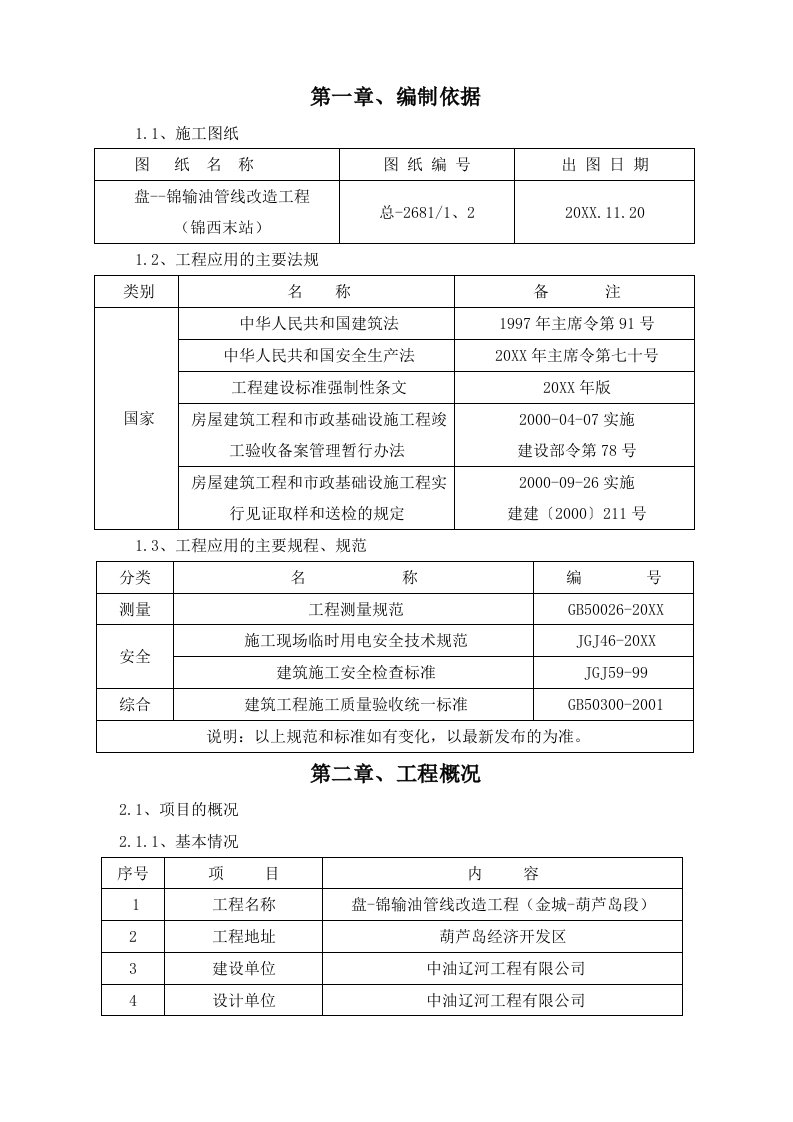 建筑工程管理-盘锦输油管线改造工程金城葫芦岛段回填土分项工程施工方案