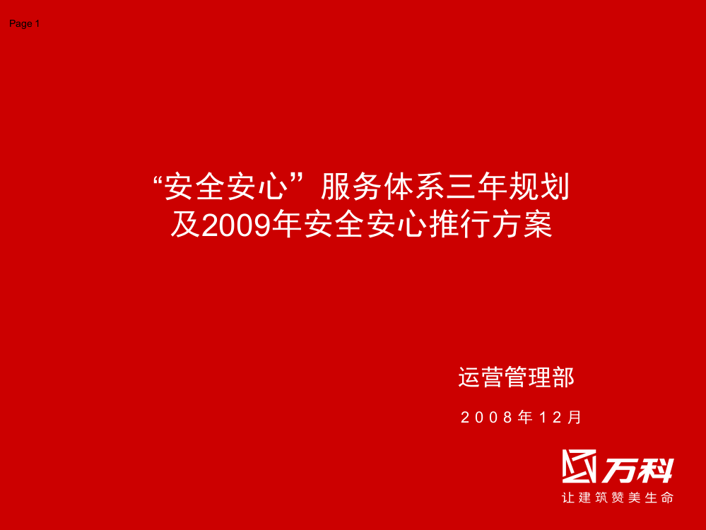 “安全安心”服务体系三年规划及2009年2