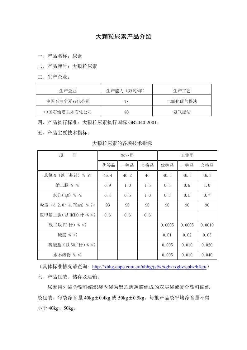 精品范文大颗粒尿素产品介绍