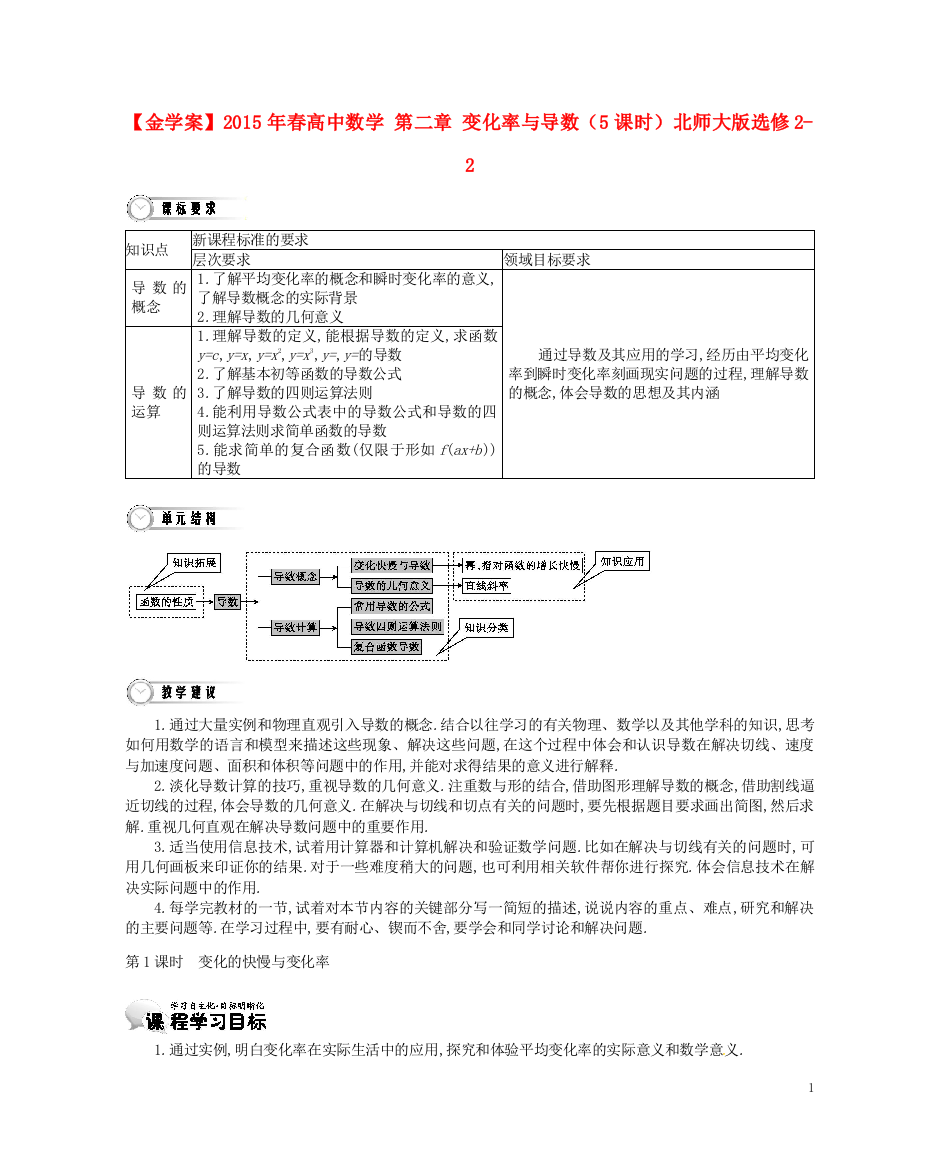 【金学案】2015年春高中数学