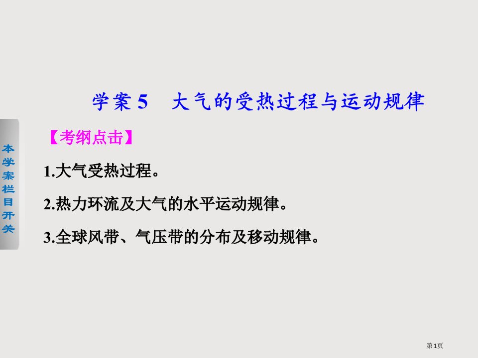 《考前三个月》高考地理(通用)大二轮专题复习大气的受热过程与运动规律市公开课一等奖省赛课微课金奖PPT课件