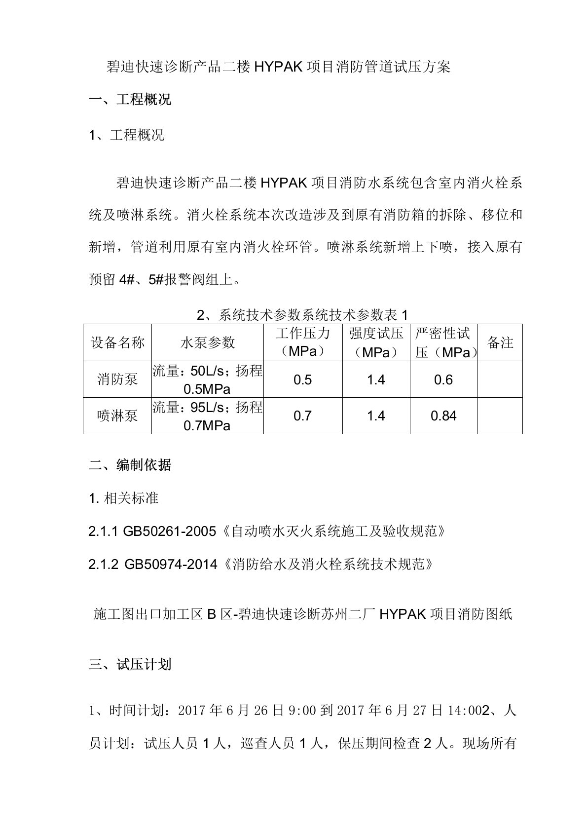 自动喷水灭火系统试压方案