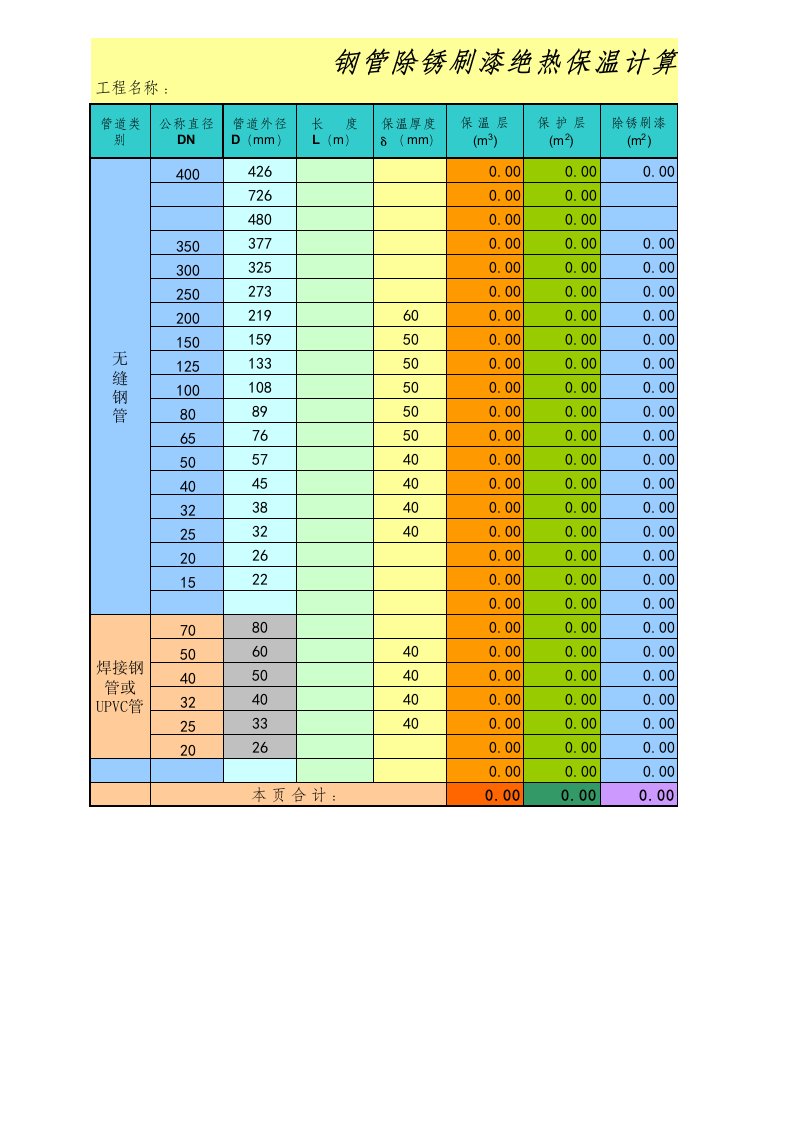 水管保温计算公式