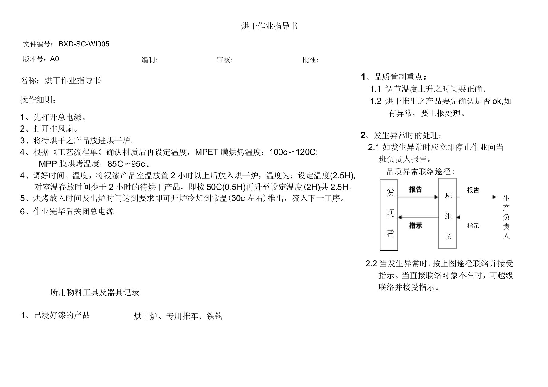 烘干作业指导书