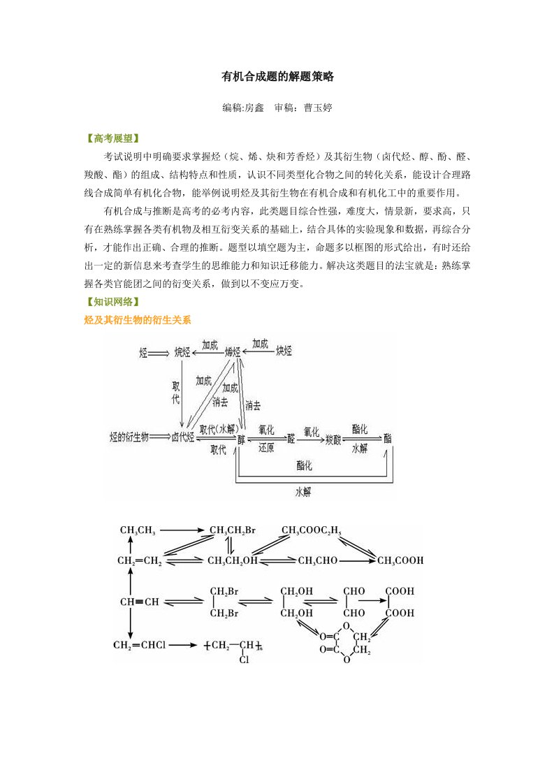 （基础）知识讲解—有机合成题的解题策略