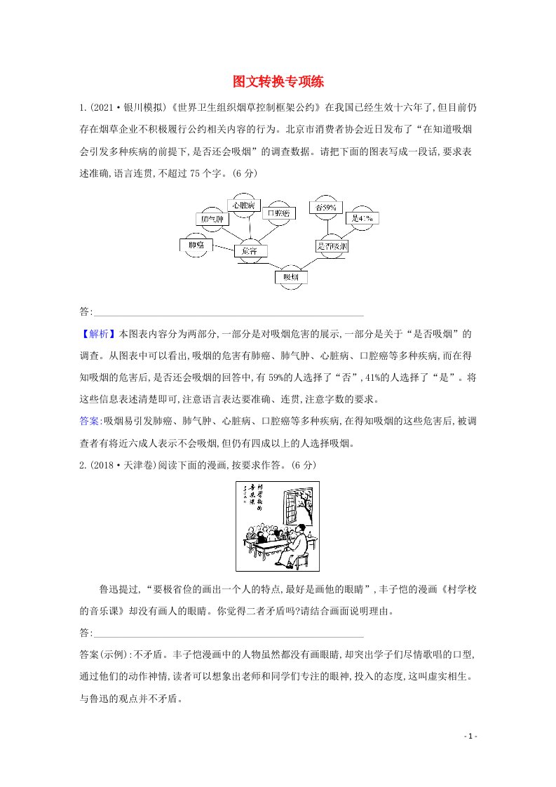 2022版高考语文一轮复习专题演练四十六图文转换专项练含解析