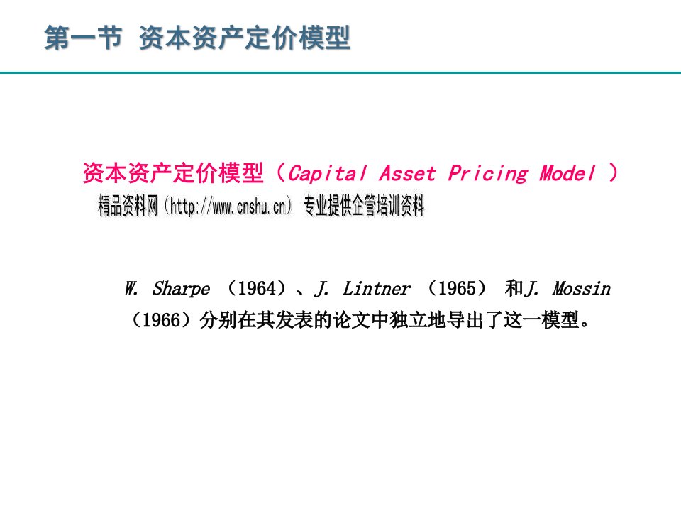 资本资产定价模型概述