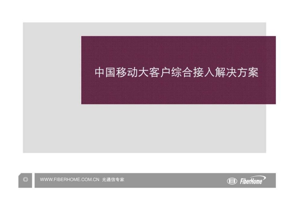 中国移动大客户综合业务接入解决方案