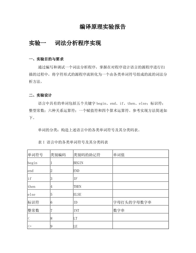 编译原理实验报告