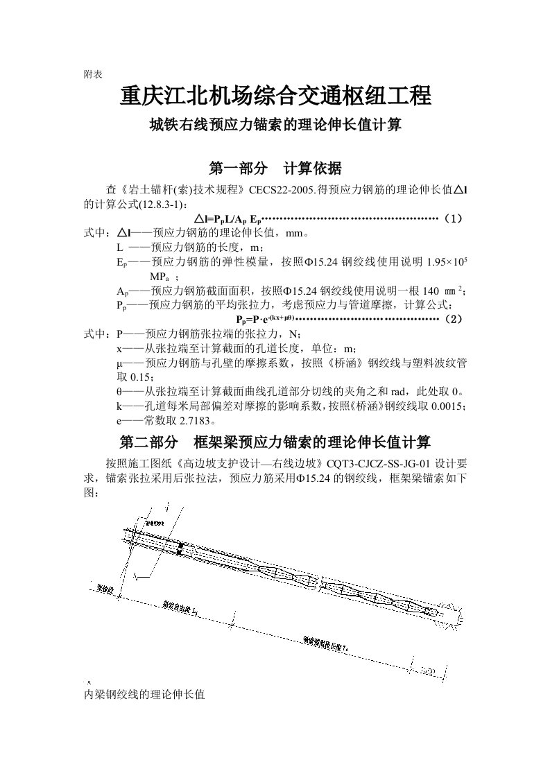 锚索伸长值计算书