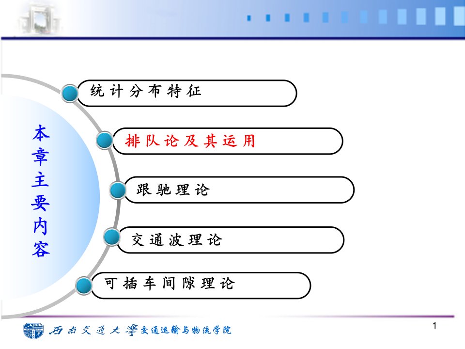 07交通工程学第七讲交通流理论排队论模型跟弛模型与交通波模型