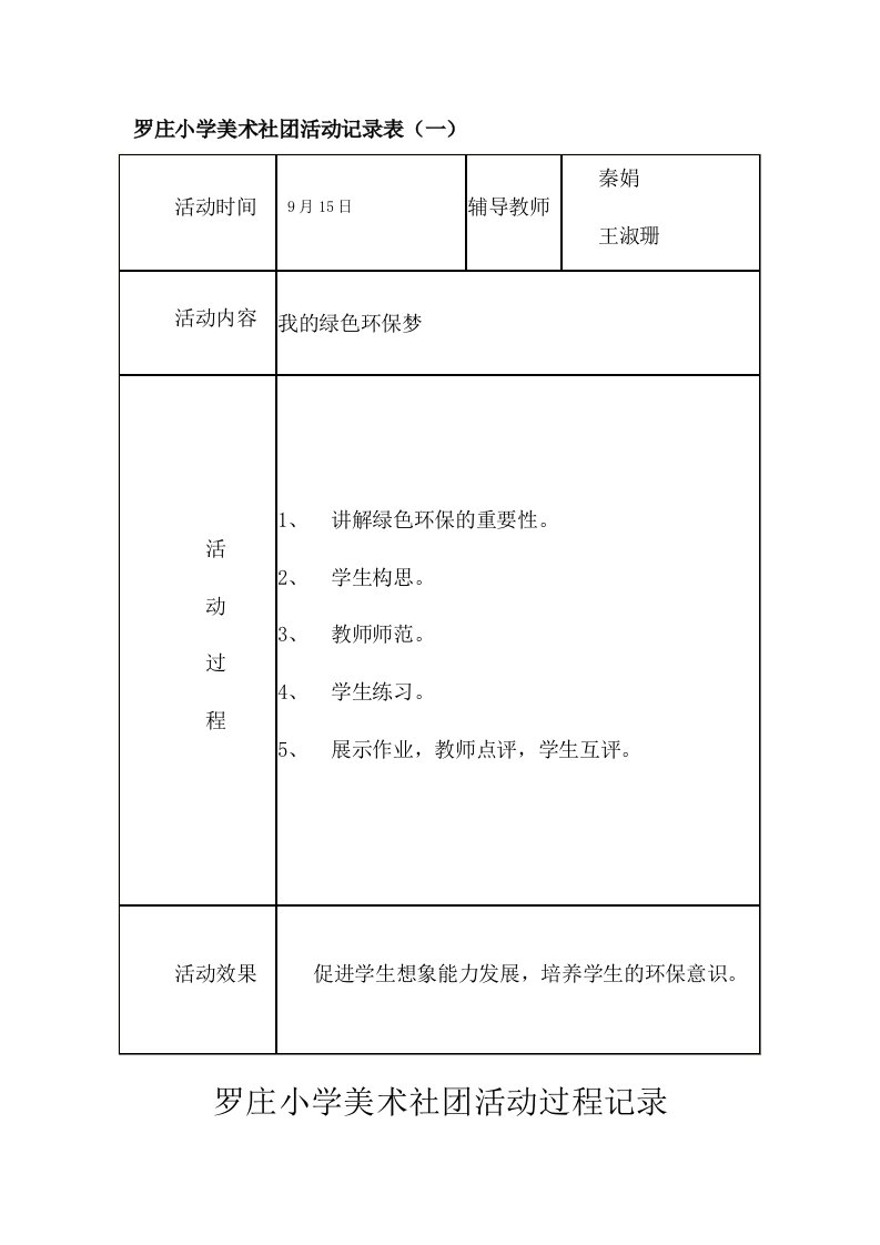 美术社团活动活动记录