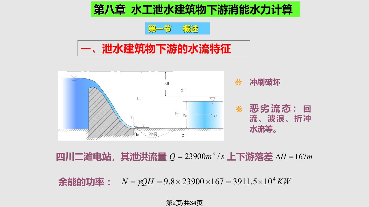 水工泄水建筑物下游消能水力计算培训