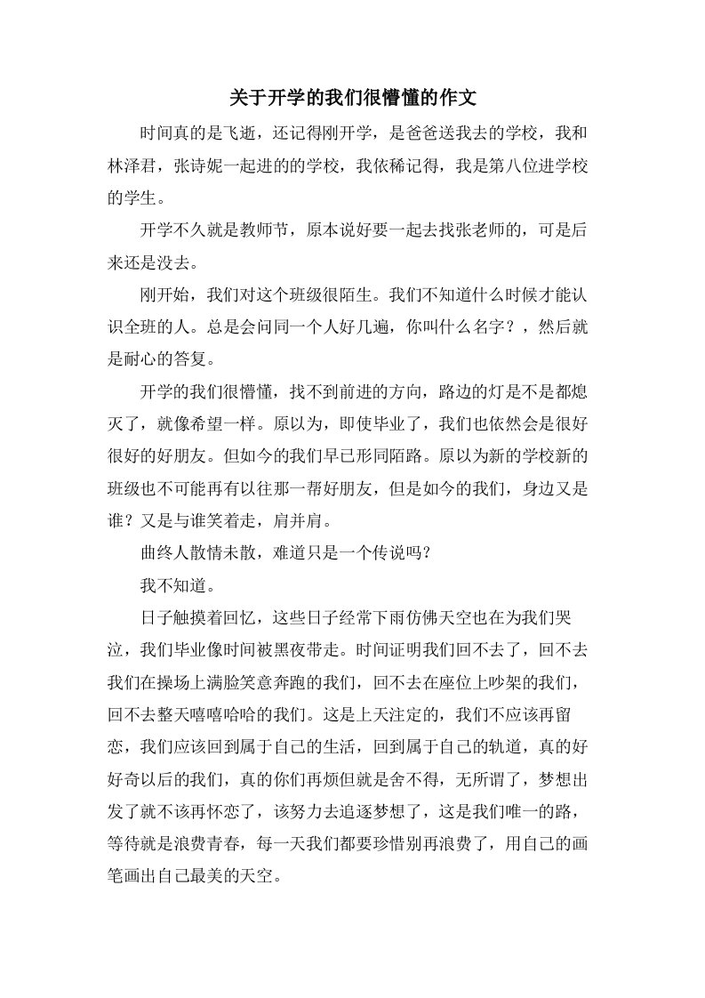 关于开学的我们很懵懂的作文