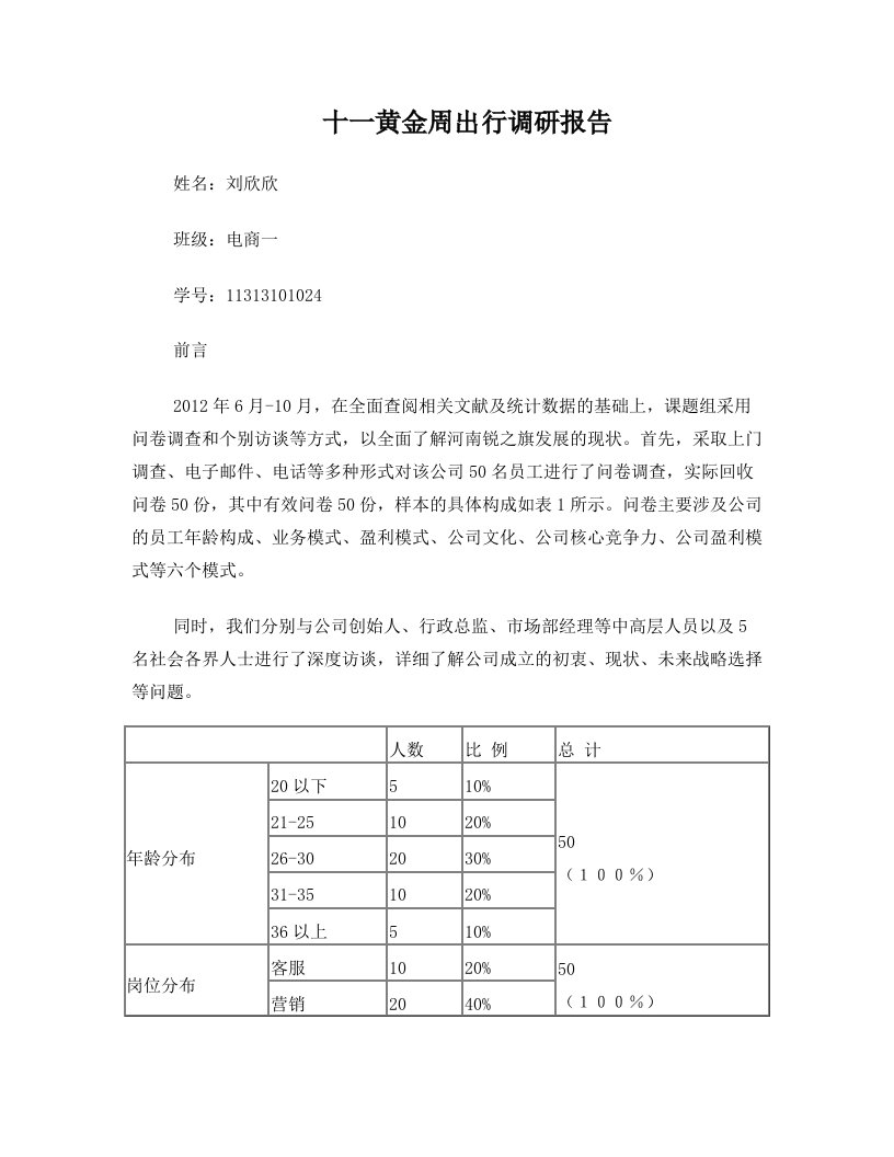 zqaAAA十一黄金周出行调研报告