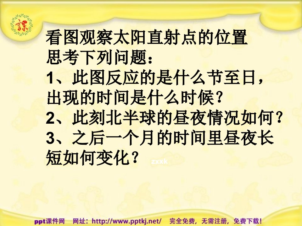 人教版高一地理课件昼夜长短的变化