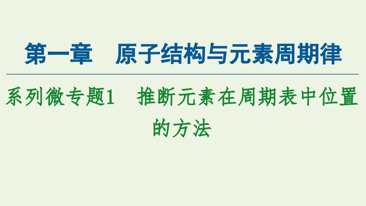 高中化学第一章原子结构与元素周期律系列微专题1推断元素在周期表中位置的方法课件鲁科版必修2