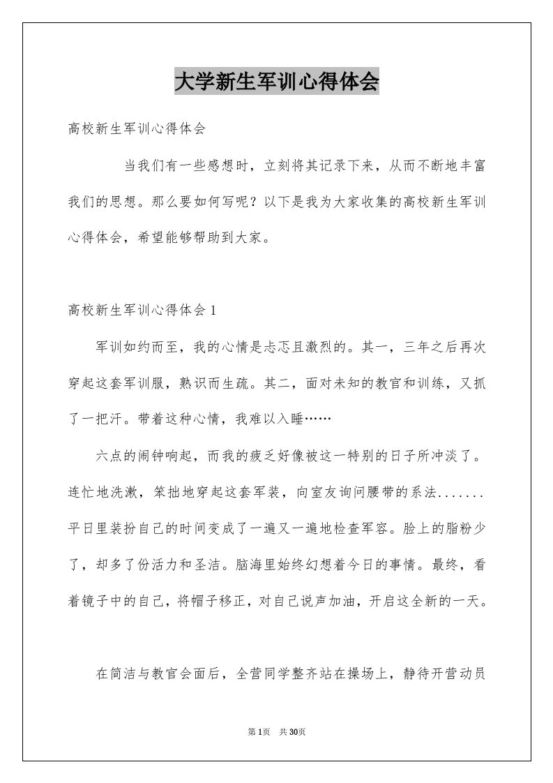 大学新生军训心得体会精选6