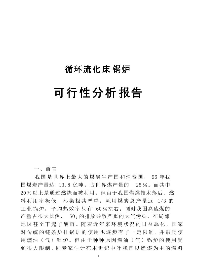 循环流化床可行性分析报告