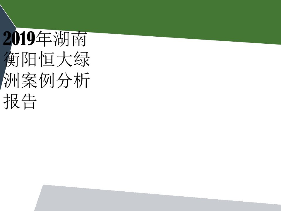 2019年湖南衡阳恒大绿洲案例分析报告